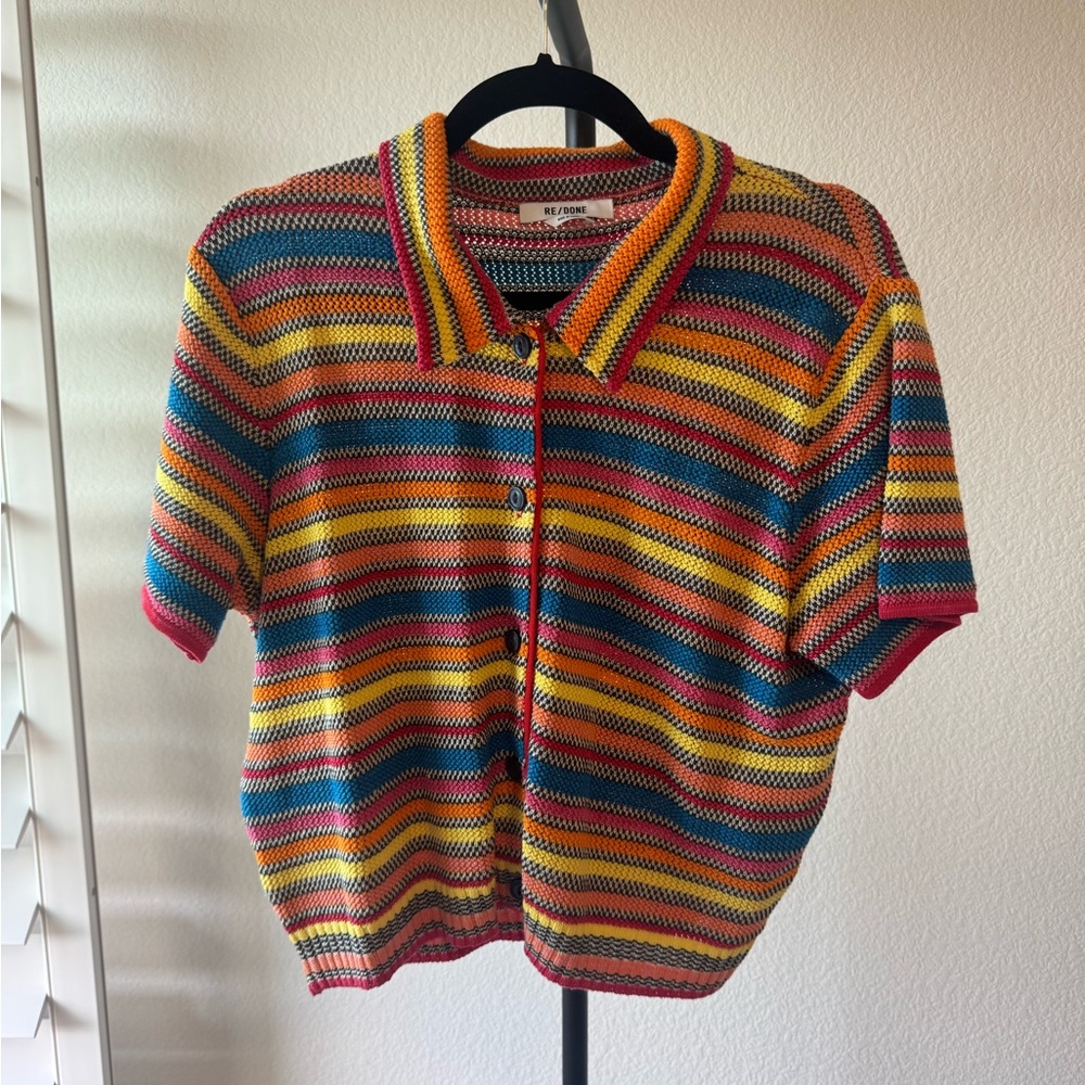 Re/Done Multicolor Striped Button Down Shirt - image 1